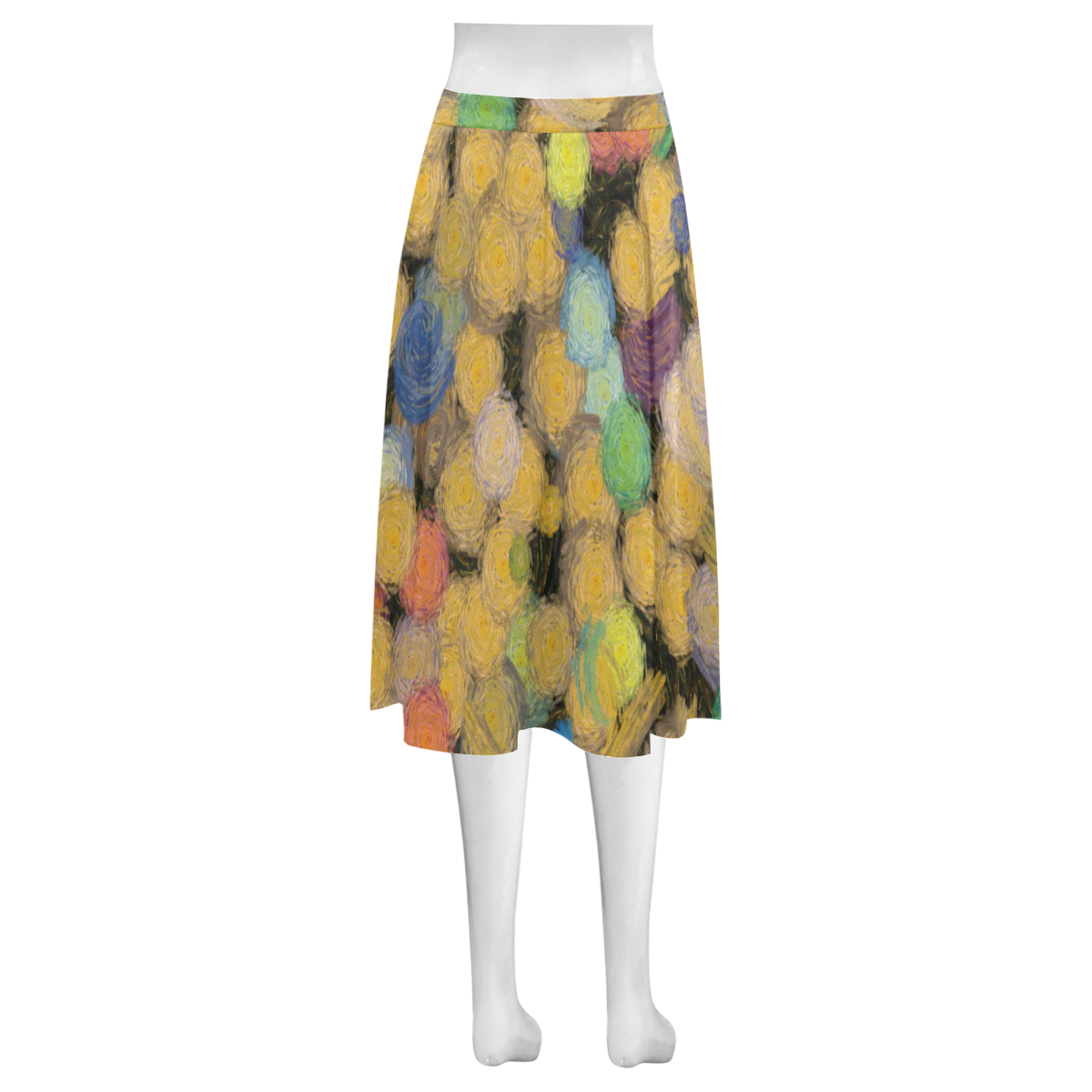 Paint brushes Mnemosyne Women's Crepe Skirt (Model D16)