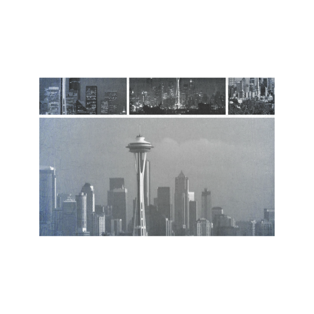 Grey Seattle Space Needle Collage Placemat 12''x18''