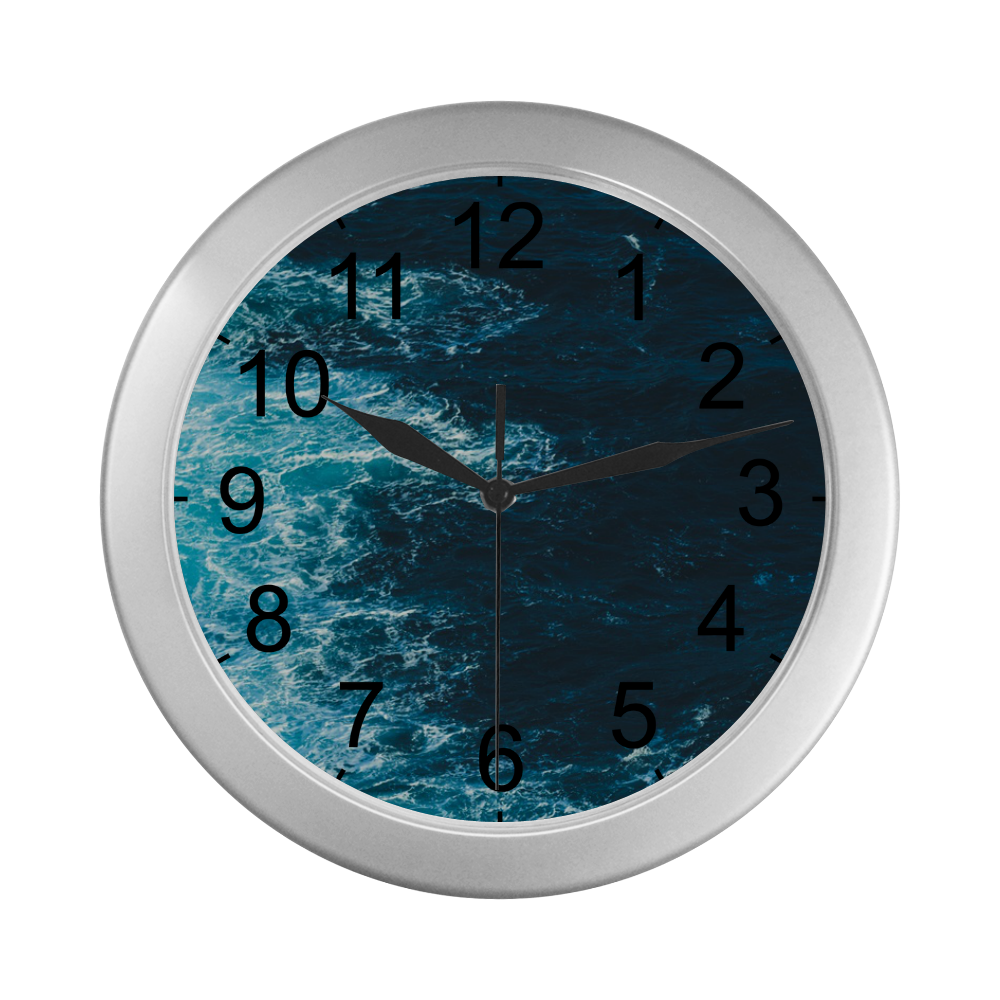 Ocean View Silver Color Wall Clock