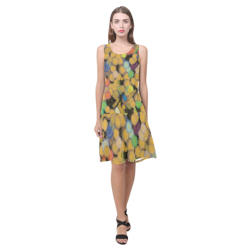 Paint brushes Sleeveless Splicing Shift Dress(Model D17)