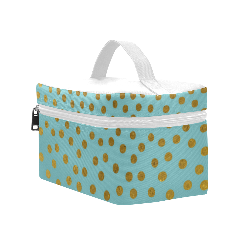 Gold Elegance Polka Dots Shower Lunch Bag/Large (Model 1658)