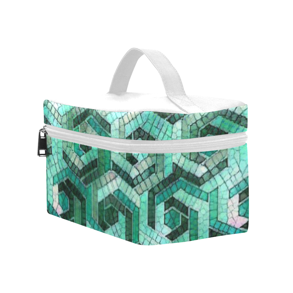 Pattern Factory 23 teal by JamColors Cosmetic Bag/Large (Model 1658)