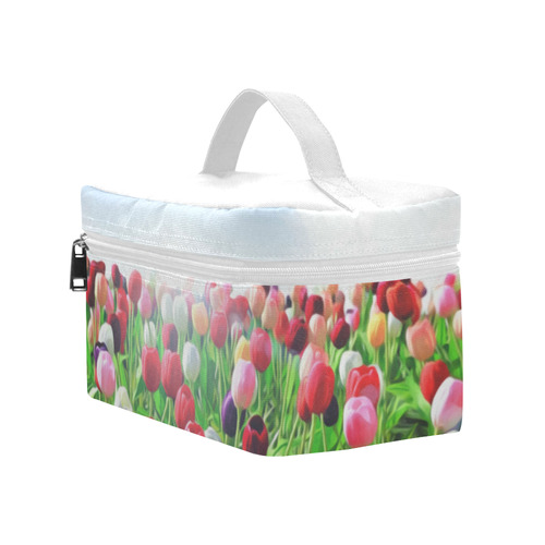 Red Pink White Poppies Modern Landscape Cosmetic Bag/Large (Model 1658)