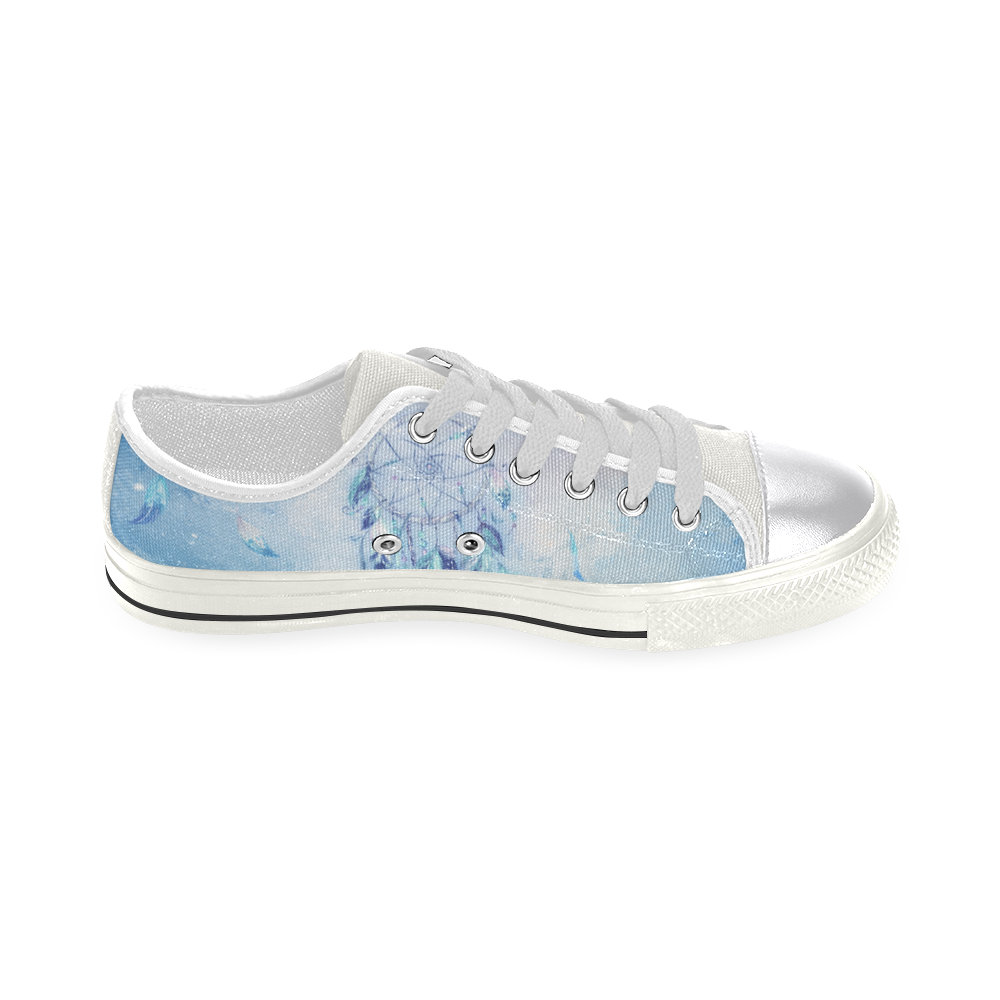 A wounderful dream catcher in blue Canvas Women's Shoes/Large Size (Model 018)