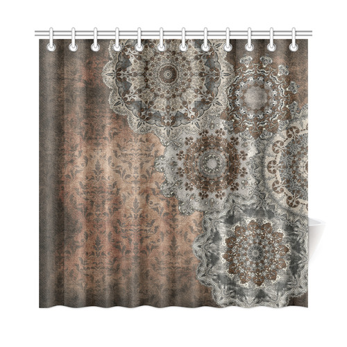 Elegant grey brown vintage mandalas Shower Curtain 72"x72"