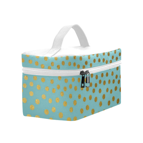 Gold Elegance Polka Dots Shower Cosmetic Bag/Large (Model 1658)