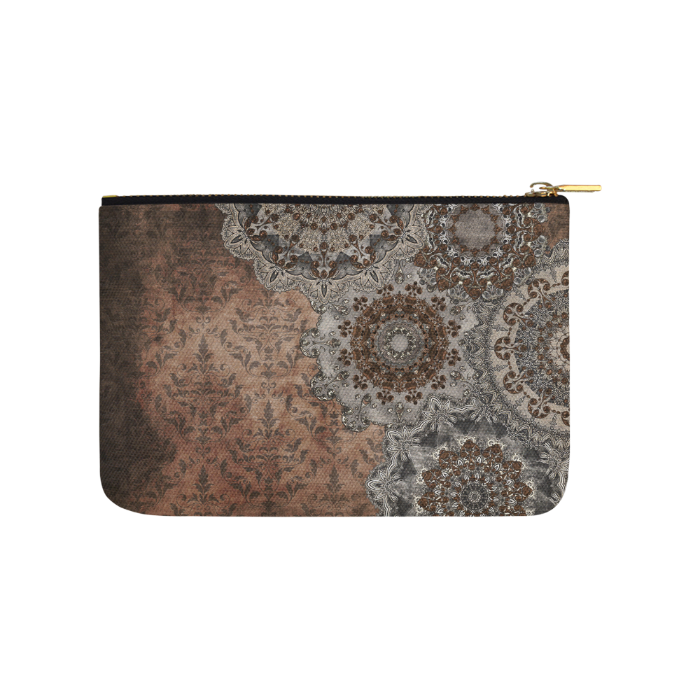 Elegant grey brown vintage mandalas Carry-All Pouch 9.5''x6''