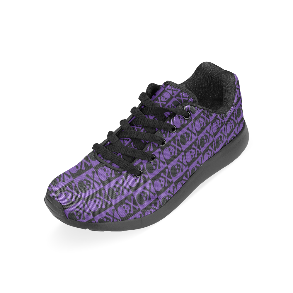Purple and Black Skulls Women’s Running Shoes (Model 020)