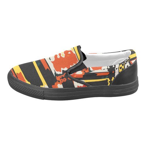 Distorted shapes in retro colors Women's Unusual Slip-on Canvas Shoes (Model 019)