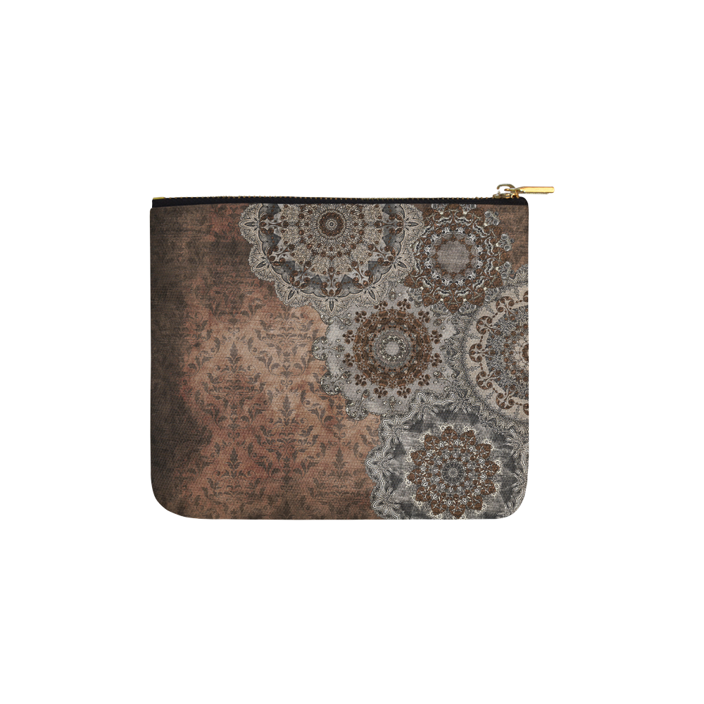 Elegant grey brown vintage mandalas Carry-All Pouch 6''x5''