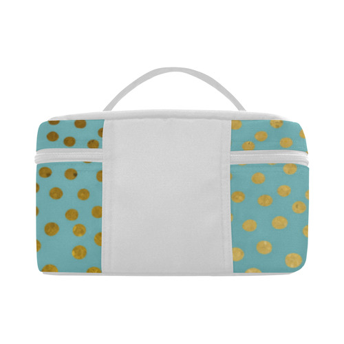 Gold Elegance Polka Dots Shower Cosmetic Bag/Large (Model 1658)