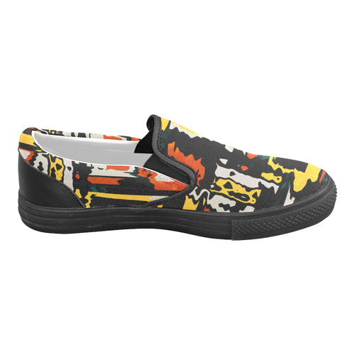Distorted shapes in retro colors Women's Unusual Slip-on Canvas Shoes (Model 019)