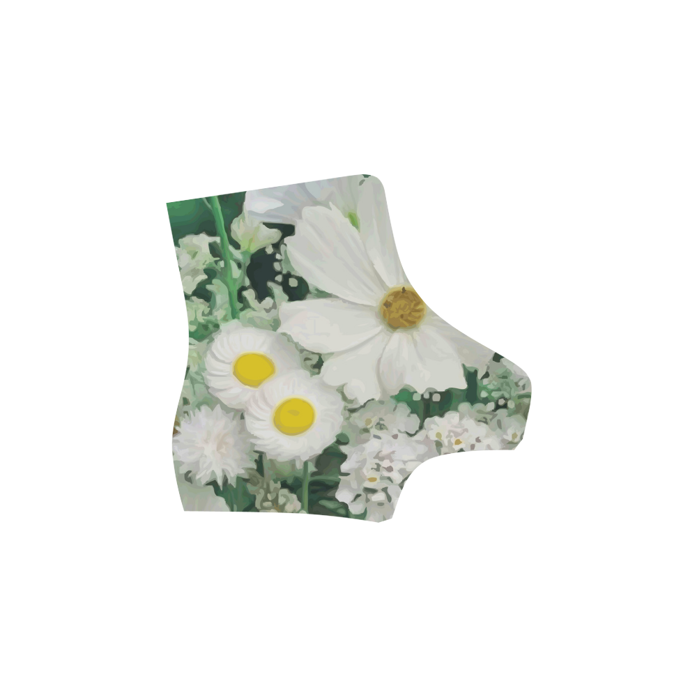 Cute Daisies White Gold Floral.Landscape Martin Boots For Women Model 1203H