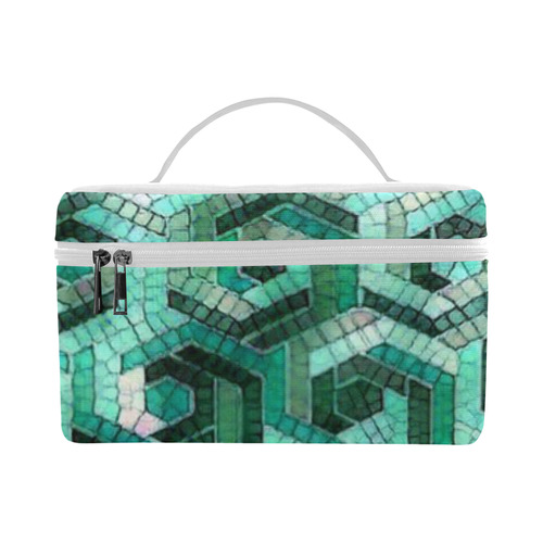 Pattern Factory 23 teal by JamColors Cosmetic Bag/Large (Model 1658)