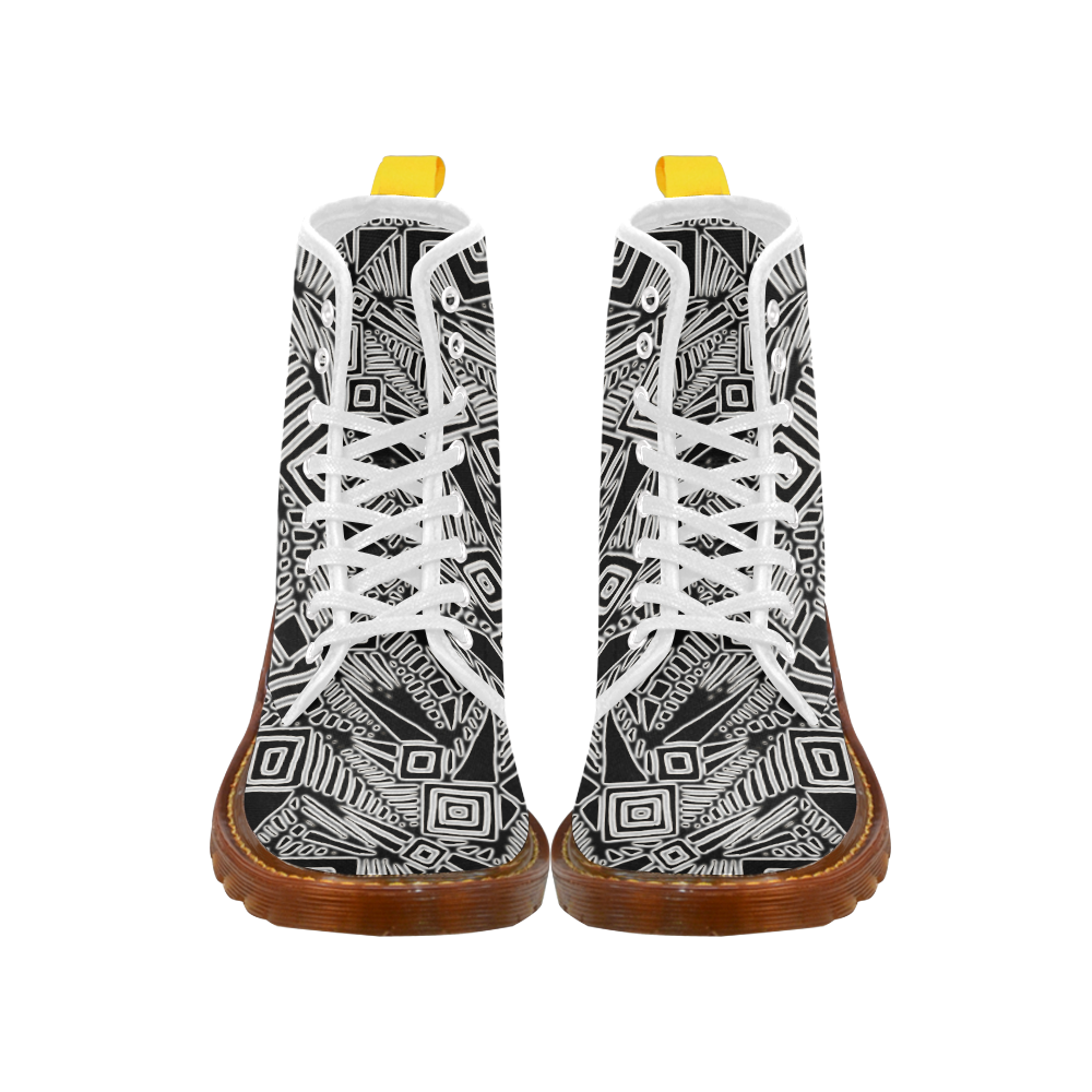 Optical Illusion, Black and White Art Martin Boots For Men Model 1203H