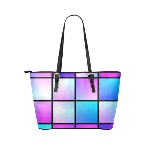 Gradient squares pattern Leather Tote Bag/Large (Model 1651)