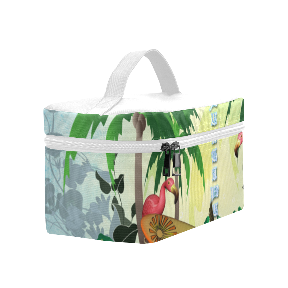 Tropical design with surfboard, palm and flamingo Lunch Bag/Large (Model 1658)