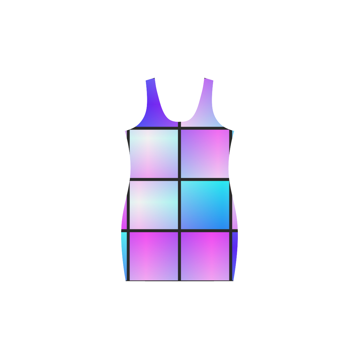 Gradient squares pattern Medea Vest Dress (Model D06)