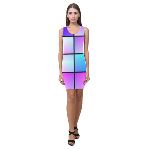 Gradient squares pattern Medea Vest Dress (Model D06)