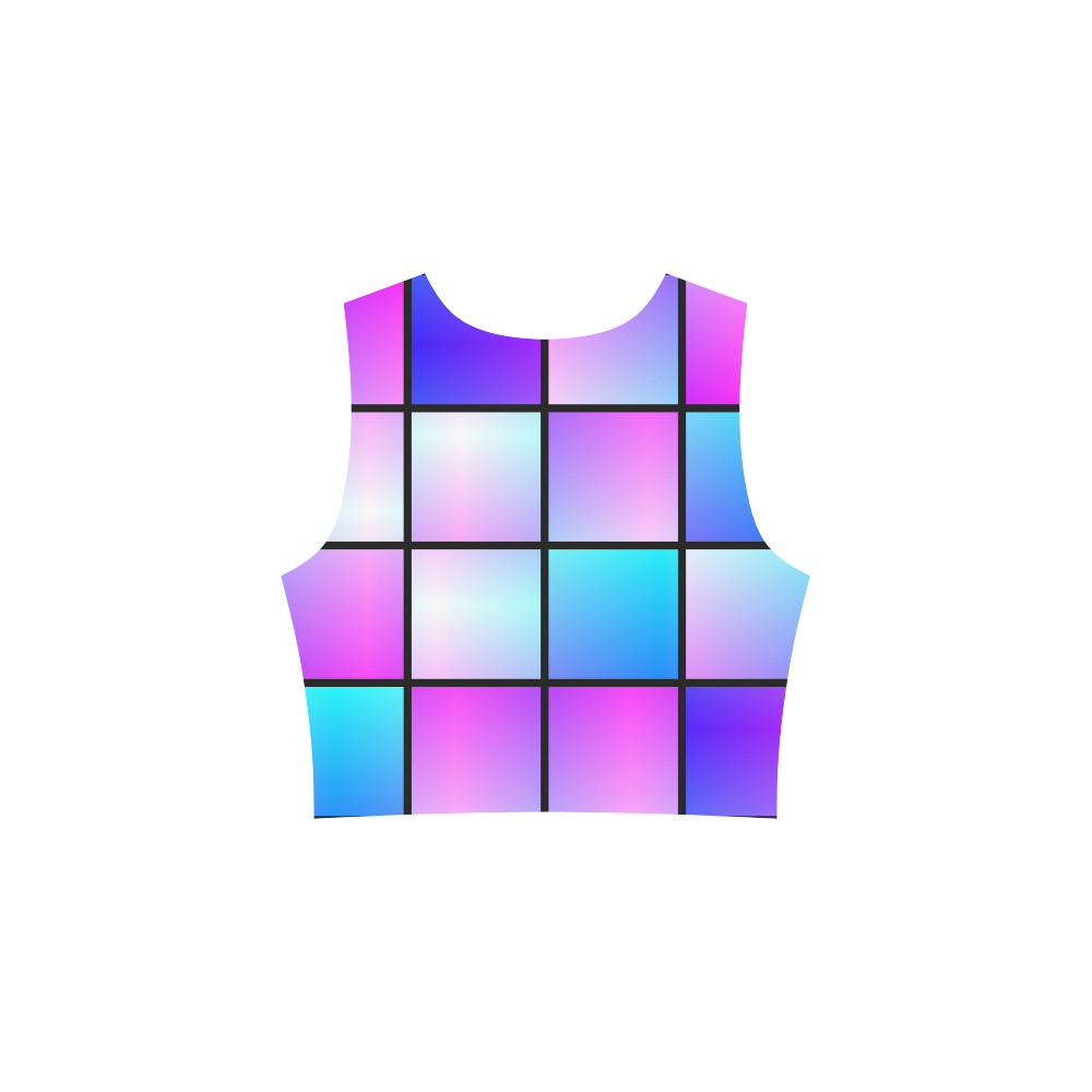 Gradient squares pattern Sleeveless Ice Skater Dress (D19)