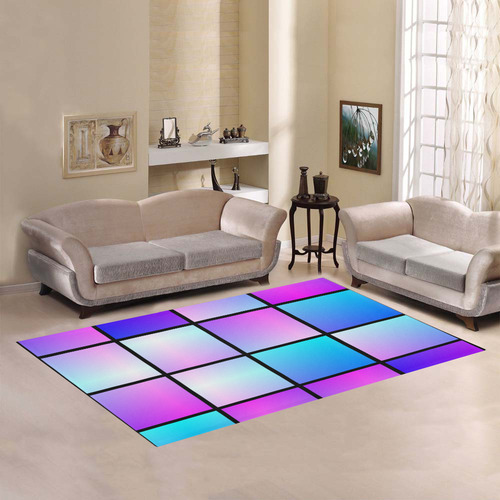 Gradient squares pattern Area Rug7'x5'