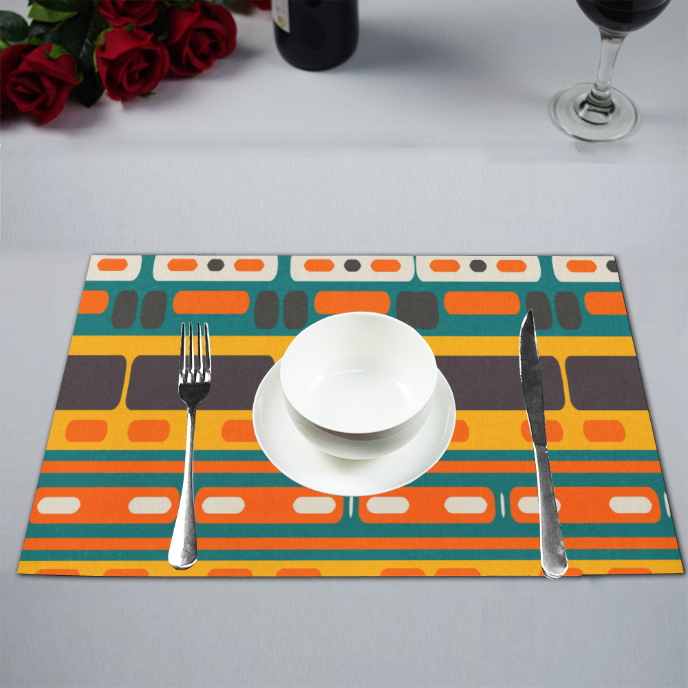 Rectangles in retro colors texture Placemat 12''x18''