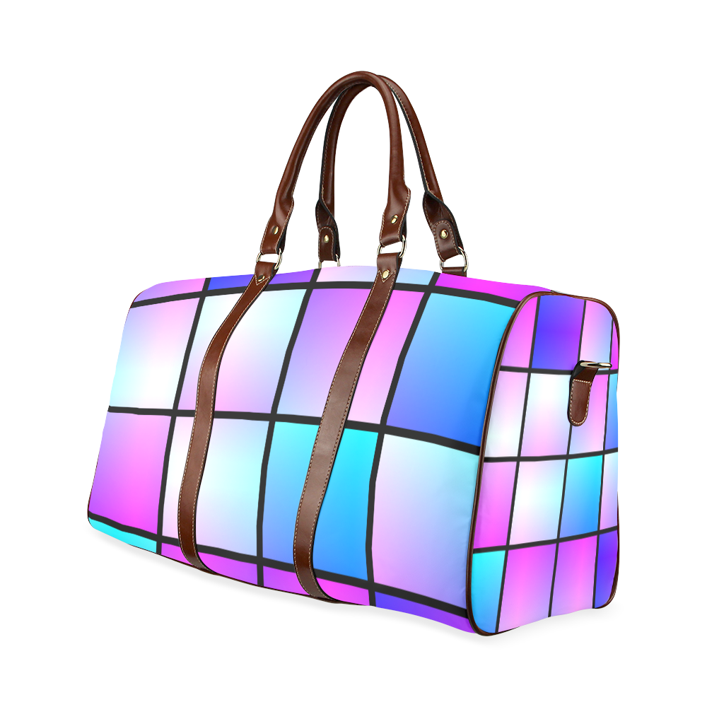Gradient squares pattern Waterproof Travel Bag/Small (Model 1639)