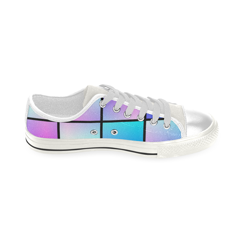 Gradient squares pattern Low Top Canvas Shoes for Kid (Model 018)