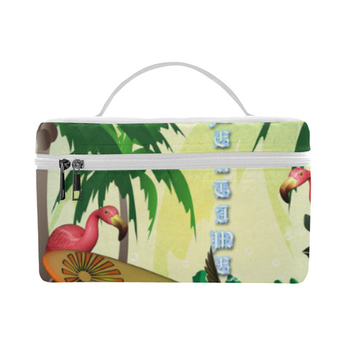 Tropical design with surfboard, palm and flamingo Lunch Bag/Large (Model 1658)