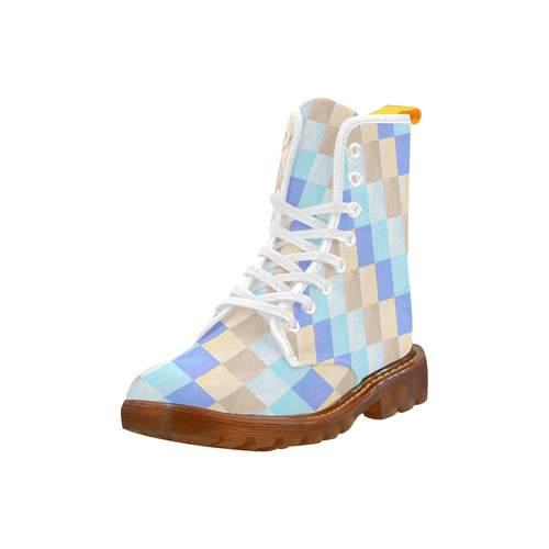 Pastel Blues Squares Martin Boots For Women Model 1203H