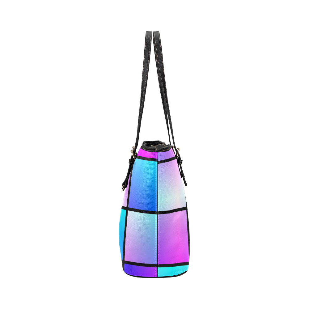 Gradient squares pattern Leather Tote Bag/Large (Model 1651)