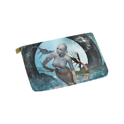 Beautiful mermaid with seadragon Carry-All Pouch 9.5''x6''