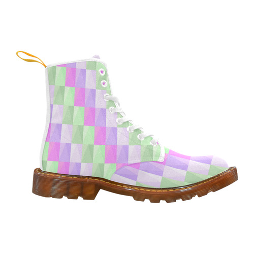 Pastel Purple Green Squares Martin Boots For Women Model 1203H