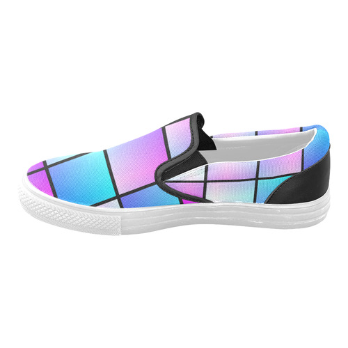 Gradient squares pattern Men's Unusual Slip-on Canvas Shoes (Model 019)