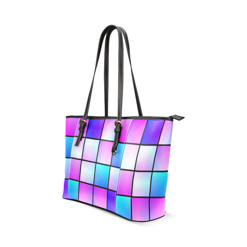 Gradient squares pattern Leather Tote Bag/Large (Model 1640)