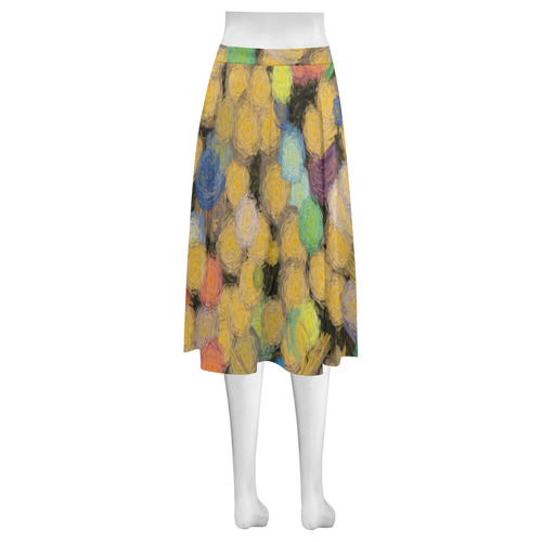 Paint brushes Mnemosyne Women's Crepe Skirt (Model D16)