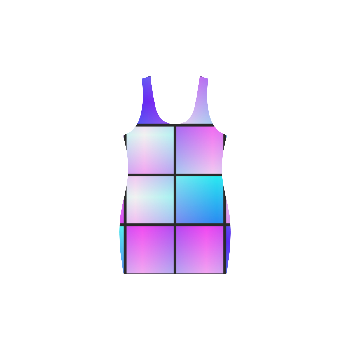 Gradient squares pattern Medea Vest Dress (Model D06)