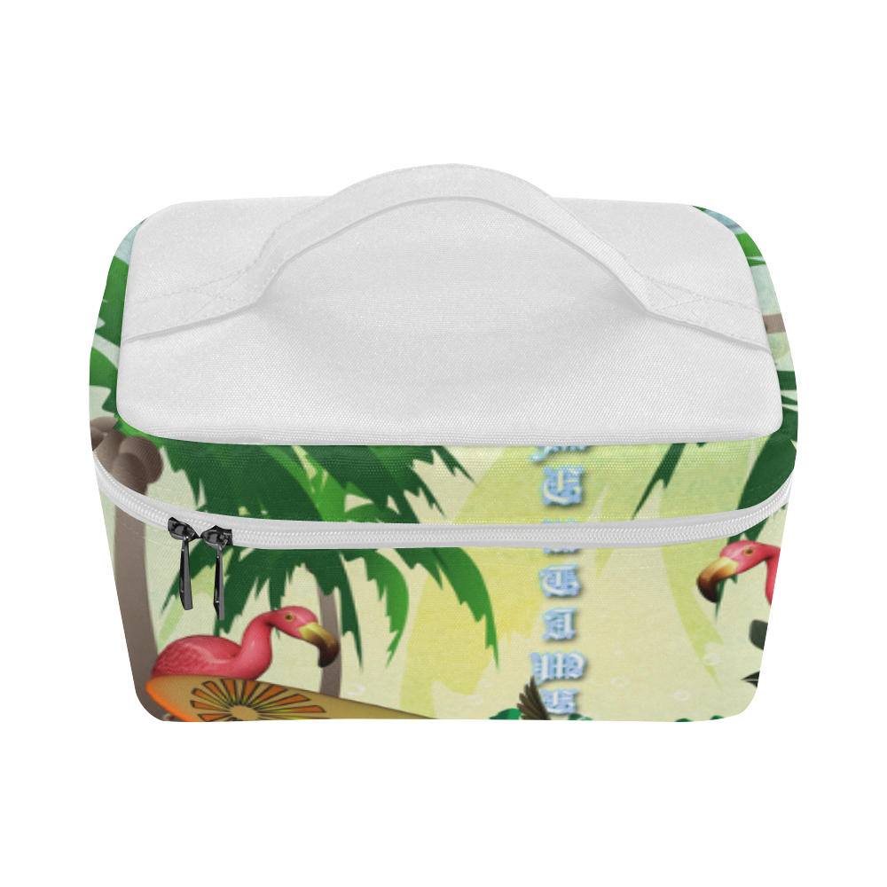 Tropical design with surfboard, palm and flamingo Lunch Bag/Large (Model 1658)