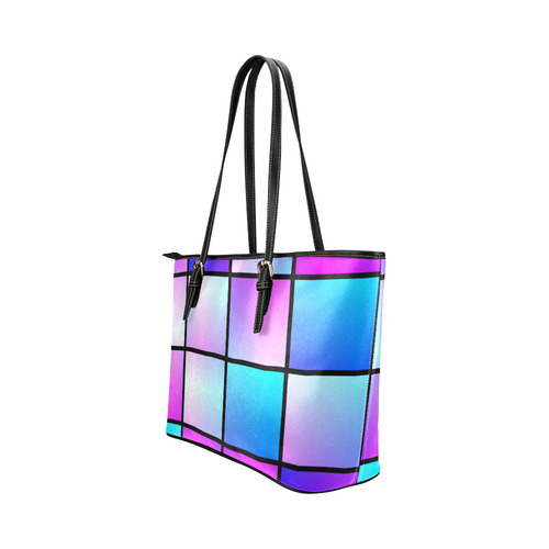 Gradient squares pattern Leather Tote Bag/Large (Model 1651)