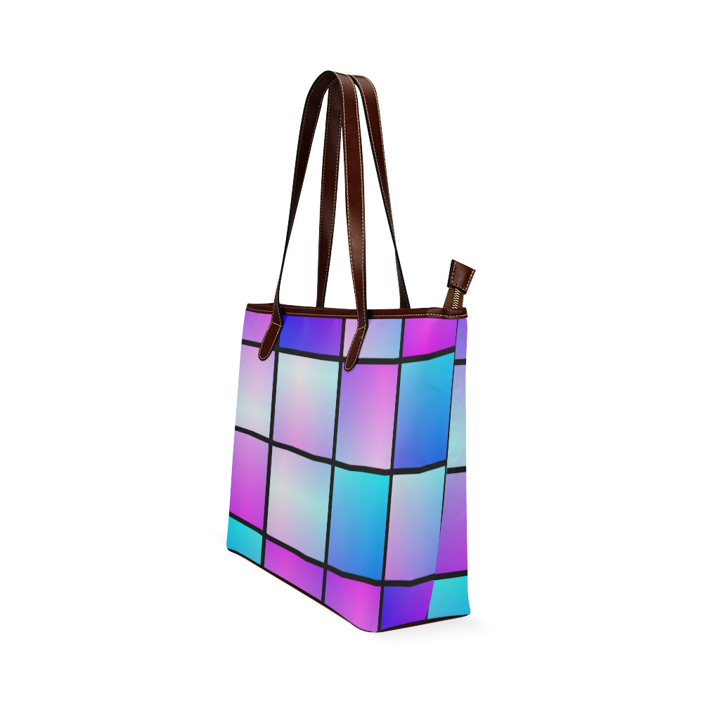 Gradient squares pattern Shoulder Tote Bag (Model 1646)