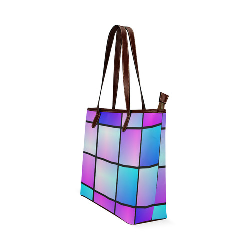 Gradient squares pattern Shoulder Tote Bag (Model 1646)