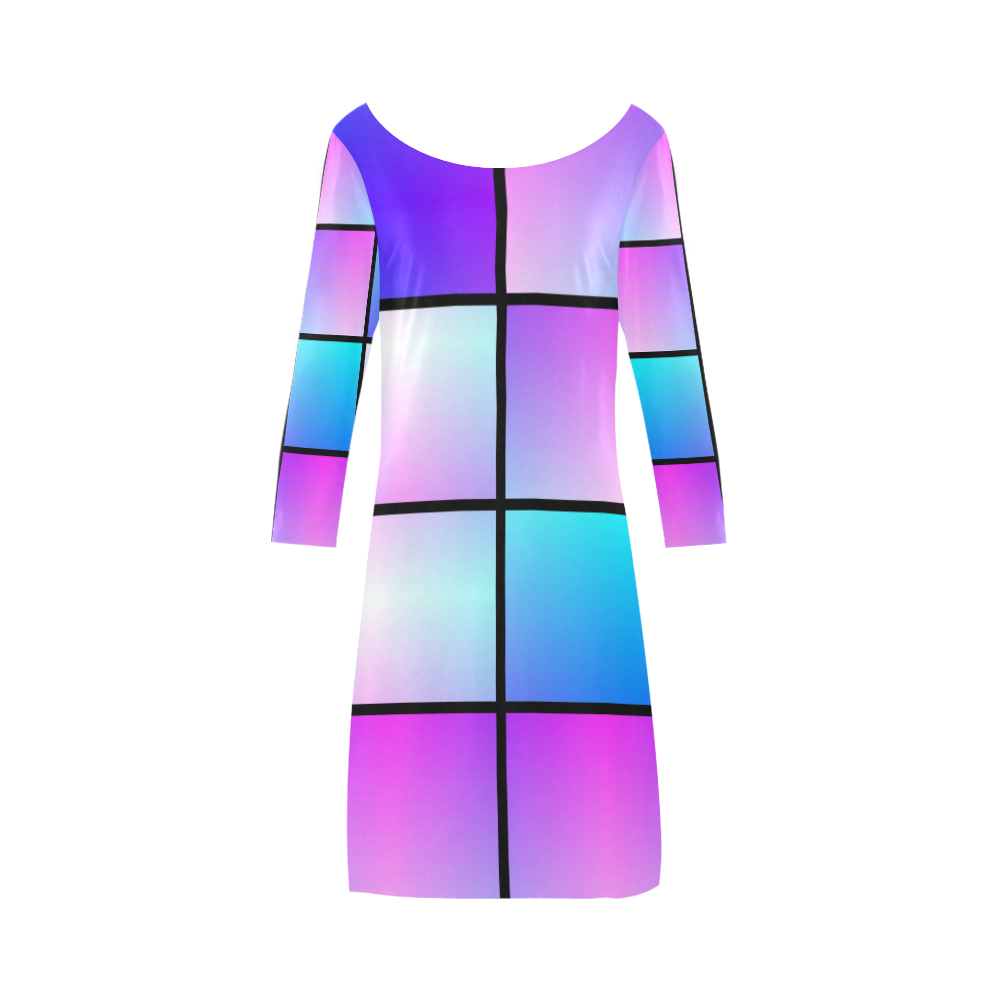 Gradient squares pattern Bateau A-Line Skirt (D21)