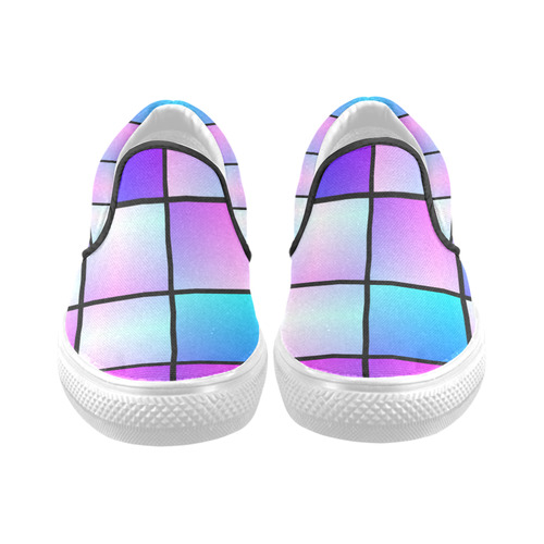 Gradient squares pattern Men's Unusual Slip-on Canvas Shoes (Model 019)