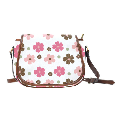 Pink and Brown Flowers Floral Pattern Saddle Bag/Small (Model 1649) Full Customization