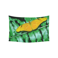 Orange Butterfly Green Leaves Nature Cotton Linen Wall Tapestry 60"x 40"