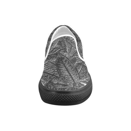 Steel Foliage - Jera Nour Men's Unusual Slip-on Canvas Shoes (Model 019)