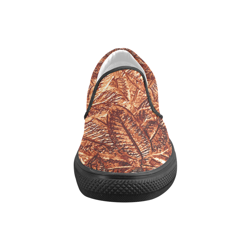 Copper Foliage - Jera Nour Men's Unusual Slip-on Canvas Shoes (Model 019)