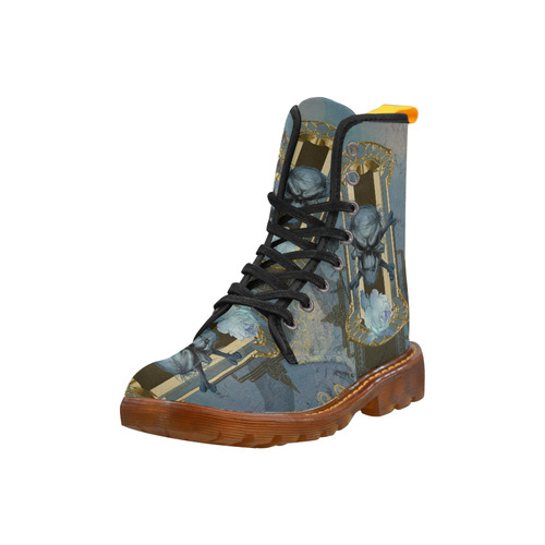 The blue skull with crow Martin Boots For Women Model 1203H