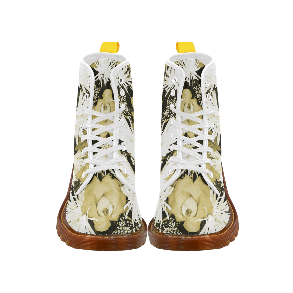 Golden Flowered Bouquet Martin Boots For Women Model 1203H