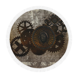 A rusty steampunk letter with gears Circular Beach Shawl 59"x 59"